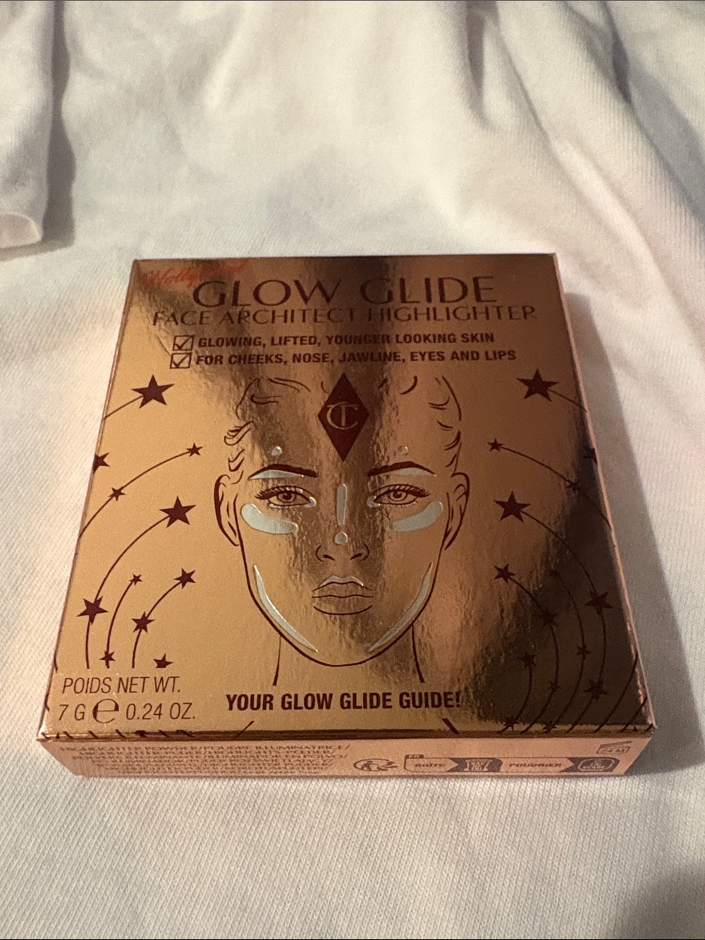 Charlotte Tilbury Glow Glide Highlighter - Metallic Rose Gold Packaging